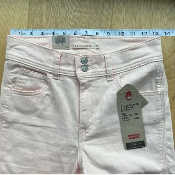 NWT LEVI'S 724 HIGH RISE STRAIGHT CROPPED soft pink -  26 - Picture 13 of 16